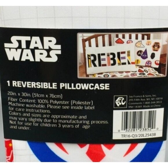 Star Wars Reversible Pillowcase 20"x30" Polyester (1) Rebel Design Disney NWT 4+ - Picture 3 of 4